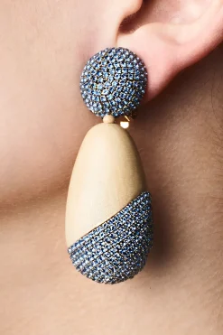 Christina Earrings-Wood/Crystals-Sachin & Babi Fashion