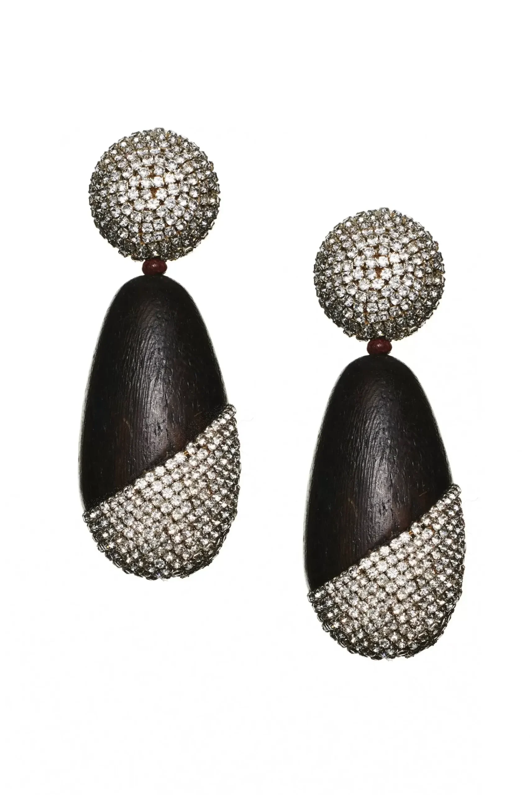 Christina Earrings-Wood/Crystals-Sachin & Babi Fashion