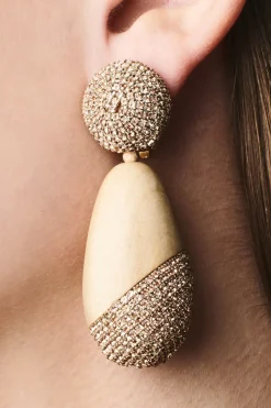 Christina Earrings-Wood/Crystals-Sachin & Babi Fashion