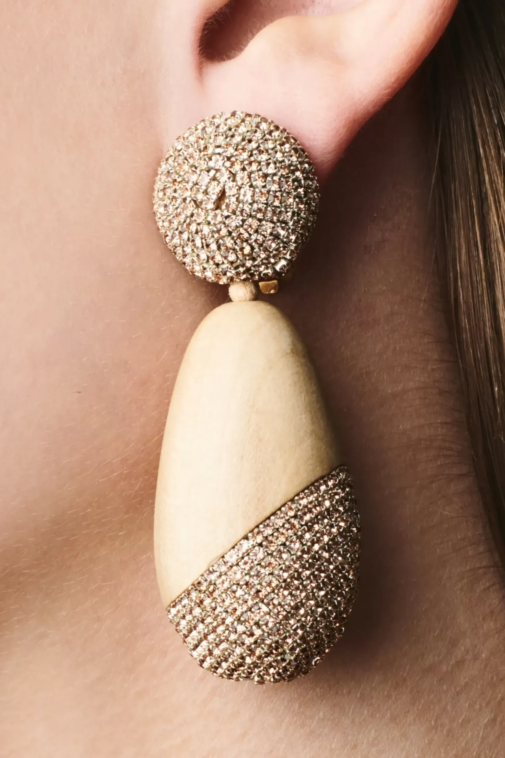 Christina Earrings-Wood/Crystals-Sachin & Babi Fashion