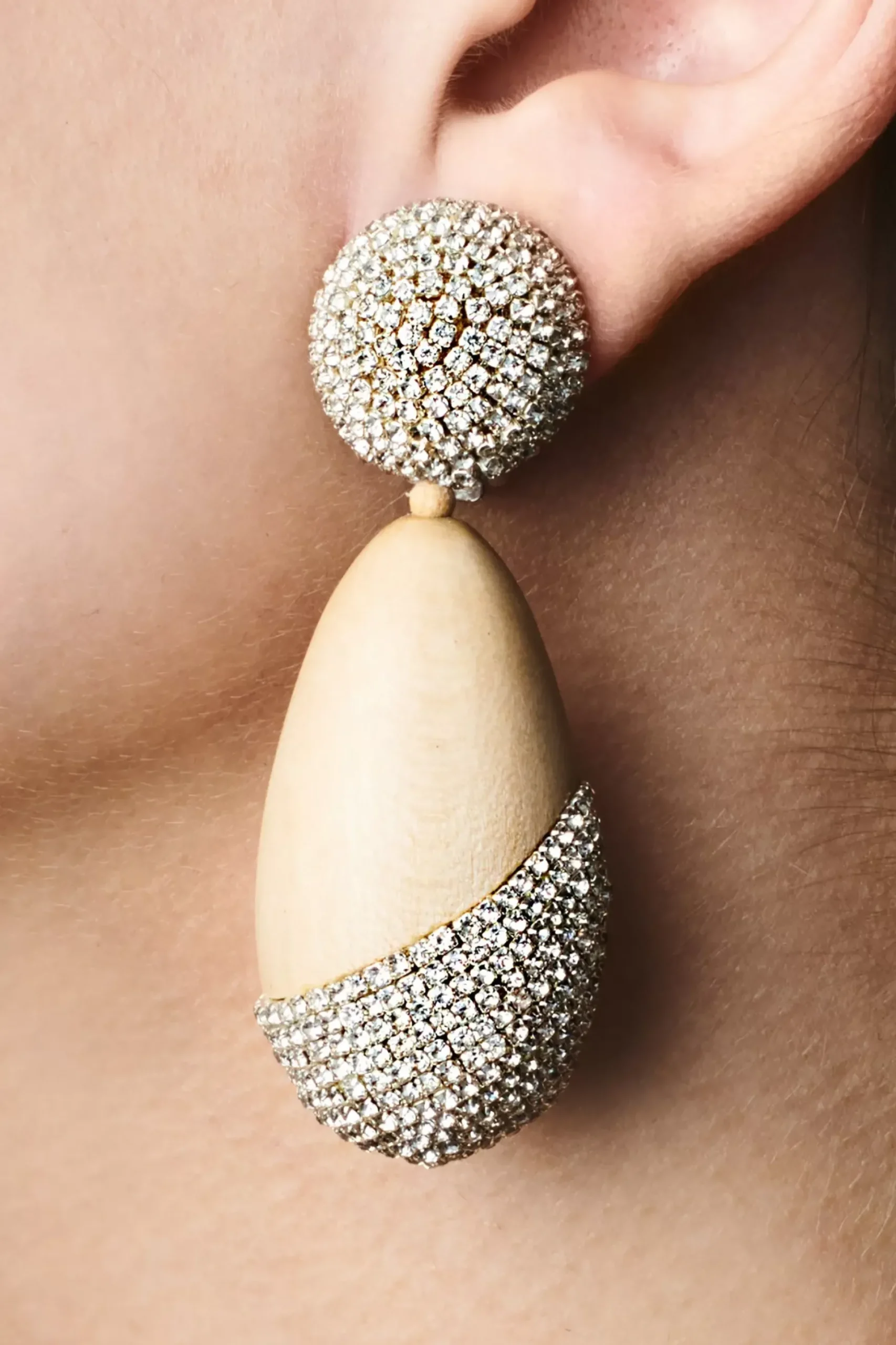 Christina Earrings-Wood/Crystals-Sachin & Babi Fashion
