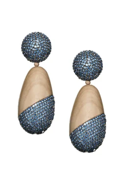 Christina Earrings-Wood/Crystals-Sachin & Babi Fashion