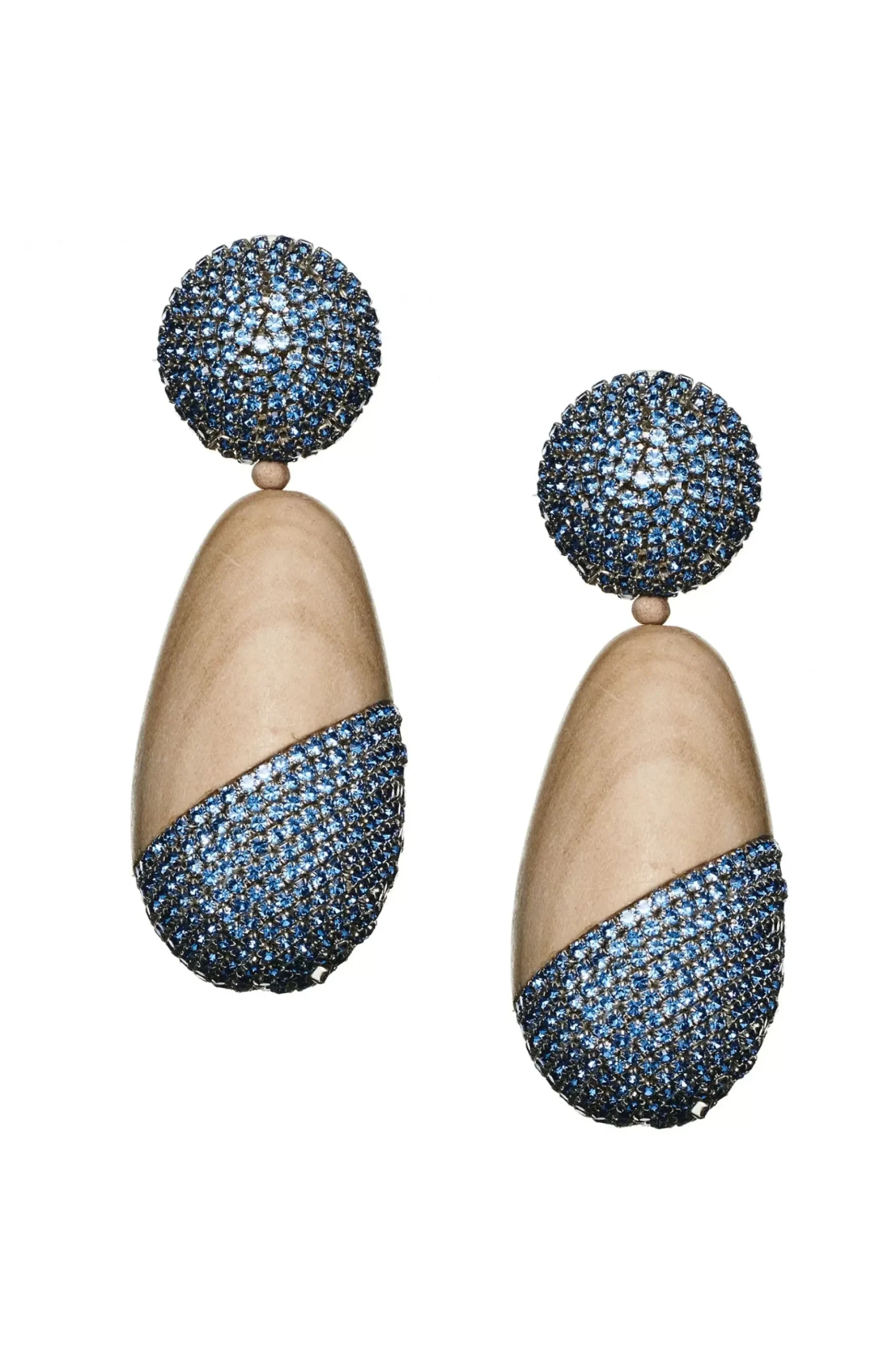 Christina Earrings-Wood/Crystals-Sachin & Babi Fashion