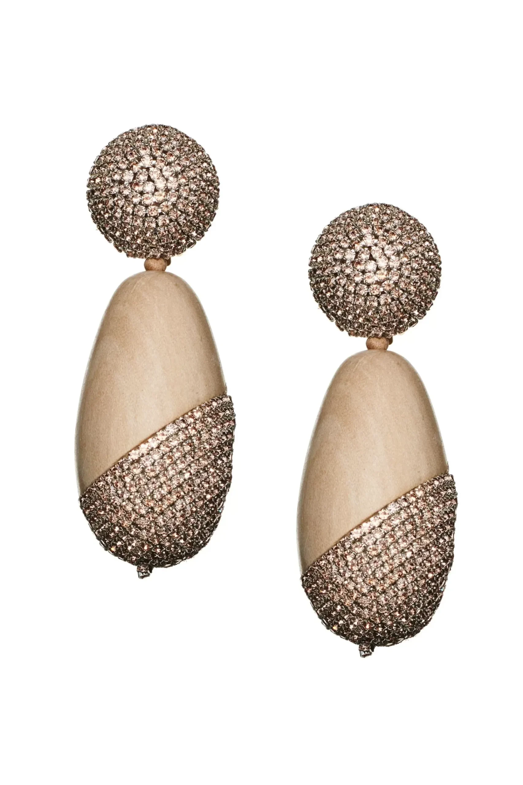 Christina Earrings-Wood/Crystals-Sachin & Babi Fashion