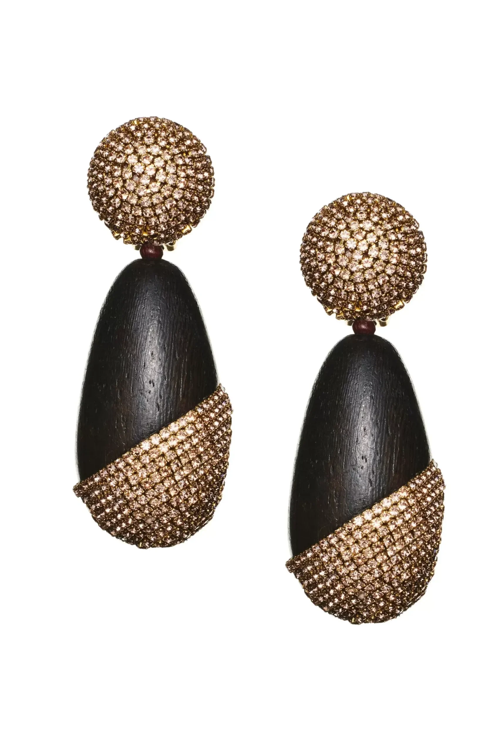 Christina Earrings-Wood/Crystals-Sachin & Babi Fashion