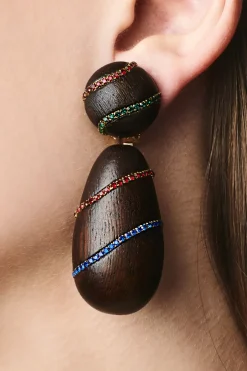 Hudson Earrings-Wood/Crystals-Sachin & Babi New