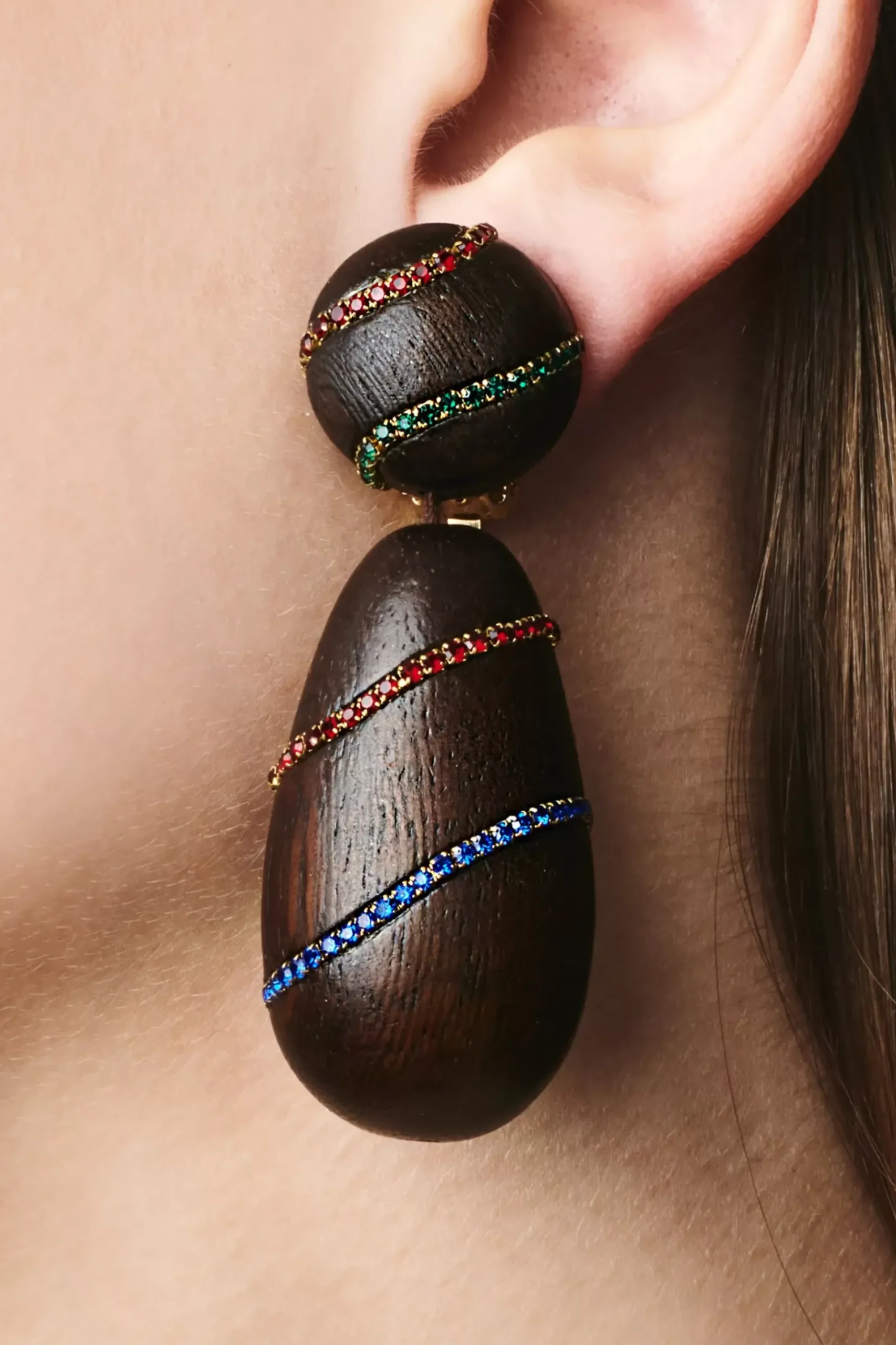 Hudson Earrings-Wood/Crystals-Sachin & Babi New