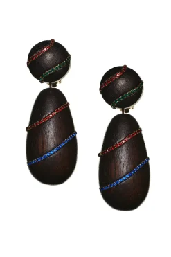 Hudson Earrings-Wood/Crystals-Sachin & Babi New